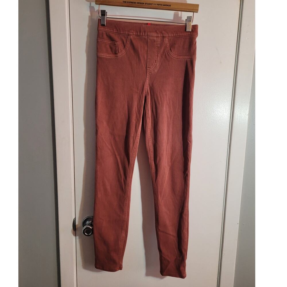 SPANX Terracotta Pull On Pants Womens Small High Rise Slim Stretch Shaping Ankle
